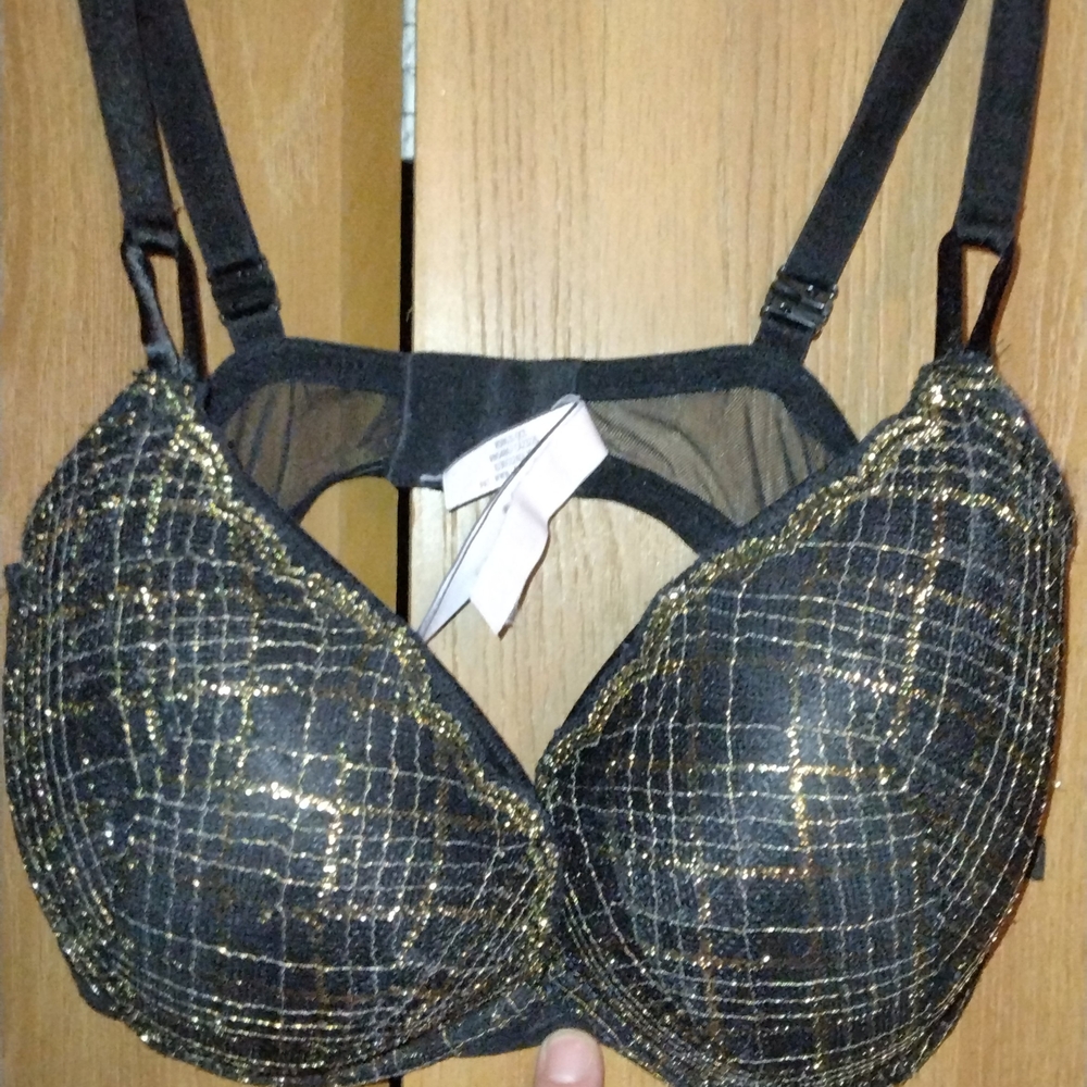 Victoria's Secret Black and Gold Push Up Bra- 38D